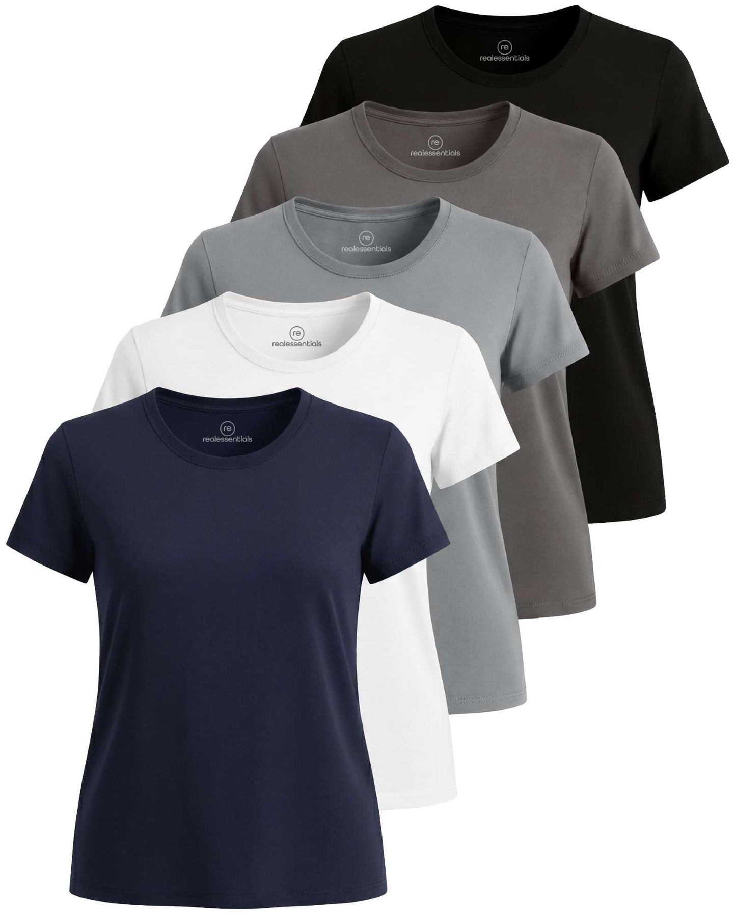 5 Pack Women's Dry Fit Workout Tops Crew Neck T Shirts Athletic Gym Tees