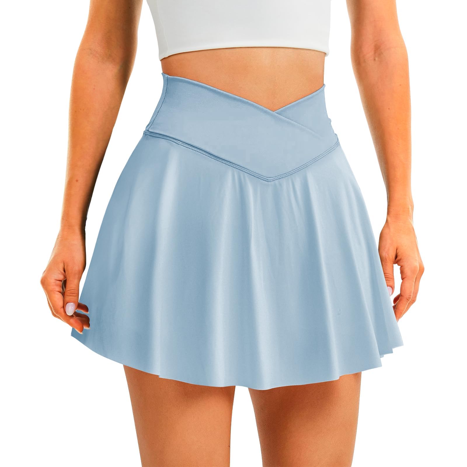 DLOODA Womens Tennis Skirt Crossover High Waisted Skort with Pockets Shorts - Tennis Mindset
