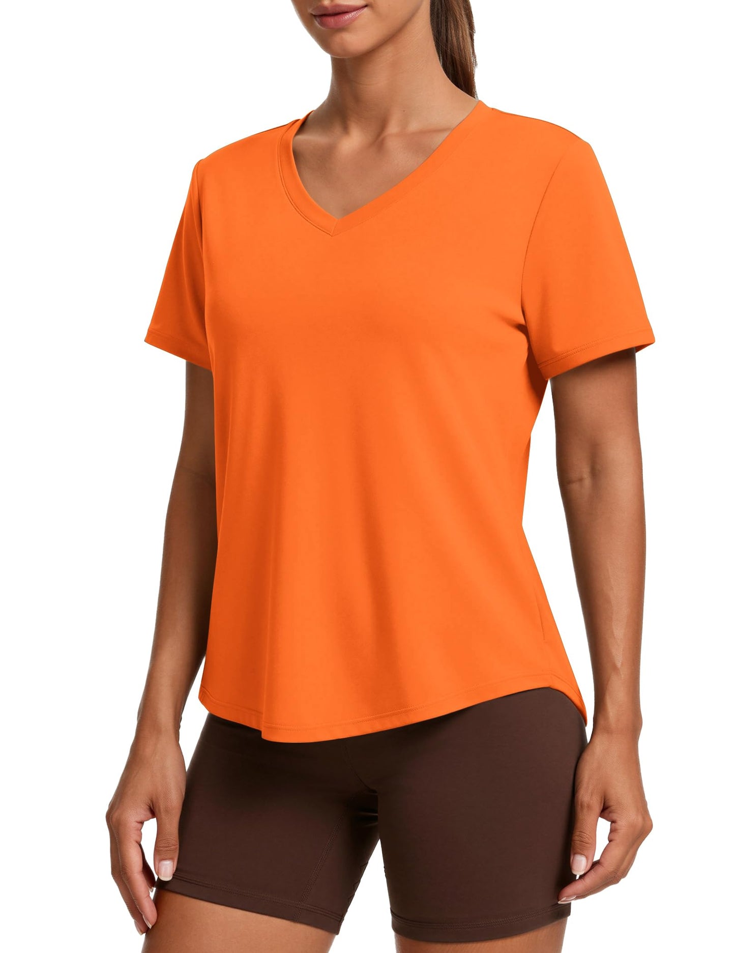 PINSPARK V Neck Workout Tops for Women Short Sleeve Quick Dry Shirts
