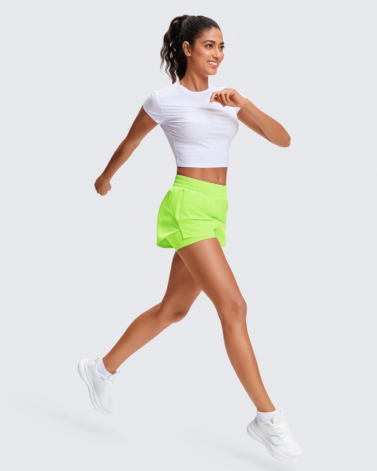 Stelle Women's 2 in 1 Running Shorts Gym Athletic Shorts with Zip Pockets - Tennis Mindset