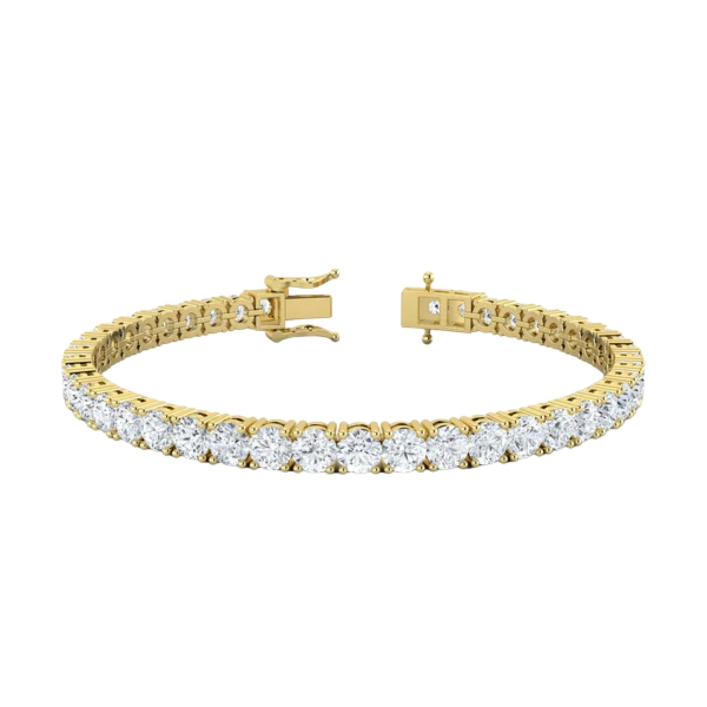 IGI Certified 3.00-10.00 Carat Lab Grown Diamond Tennis Bracelet for Women 14K / 18K Solid White & Yellow Gold Prong Setting Push Safety Lock Clasp Round Cut Jewelry (E-F Color, VS1-VS2 Clarity)