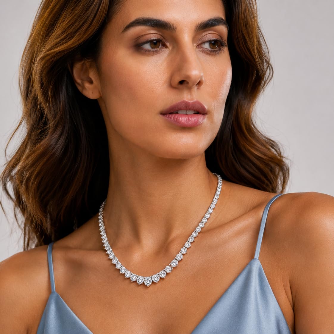 Belacqua 16-20 Inches Lab Grown Diamond Graduated Riviera Tennis Necklace - Tennis Mindset