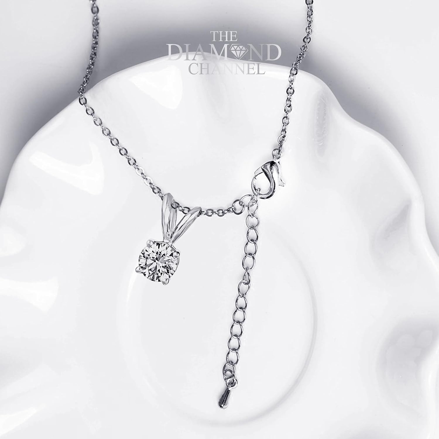 The Diamond Channel Certified LAB GROWN 0.25-4.00ct Diamond Necklace for Women, 14 Karat Solid Gold 4-Prong Necklace, Gold Diamond Necklace For Women(16 + 2 Inch Extender) - Tennis Mindset