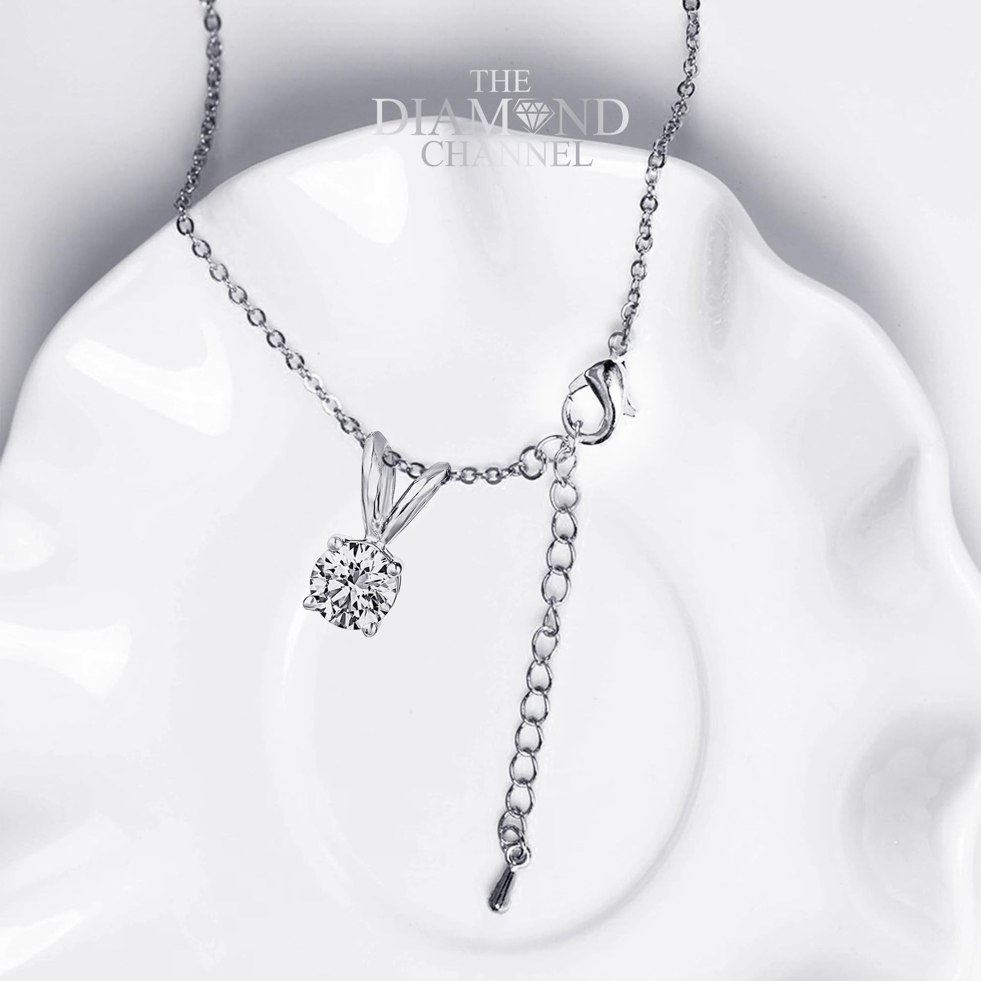 The Diamond Channel Certified LAB GROWN 0.25-4.00ct Diamond Necklace for Women, 14 Karat Solid Gold 4-Prong Necklace, Gold Diamond Necklace For Women(16 + 2 Inch Extender) - Tennis Mindset
