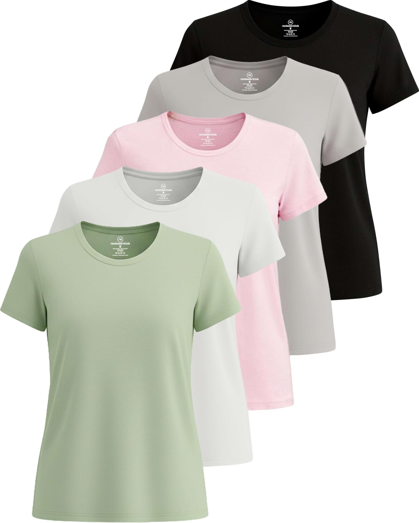 5 Pack Women's Dry Fit Workout Tops Crew Neck T Shirts Athletic Gym Tees
