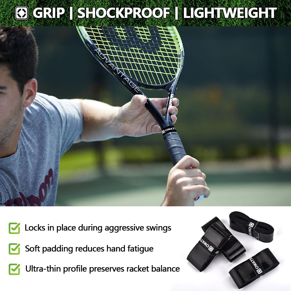 15 Pack Tennis Racket Grip Tape, Precut PU Anti-Slip Tennis Racquet Grip Tape with Dry Feel, Sweat Absorption, Comfortable Handle Overgrip Grip Wrap for Tennis/Badminton/Pickleball