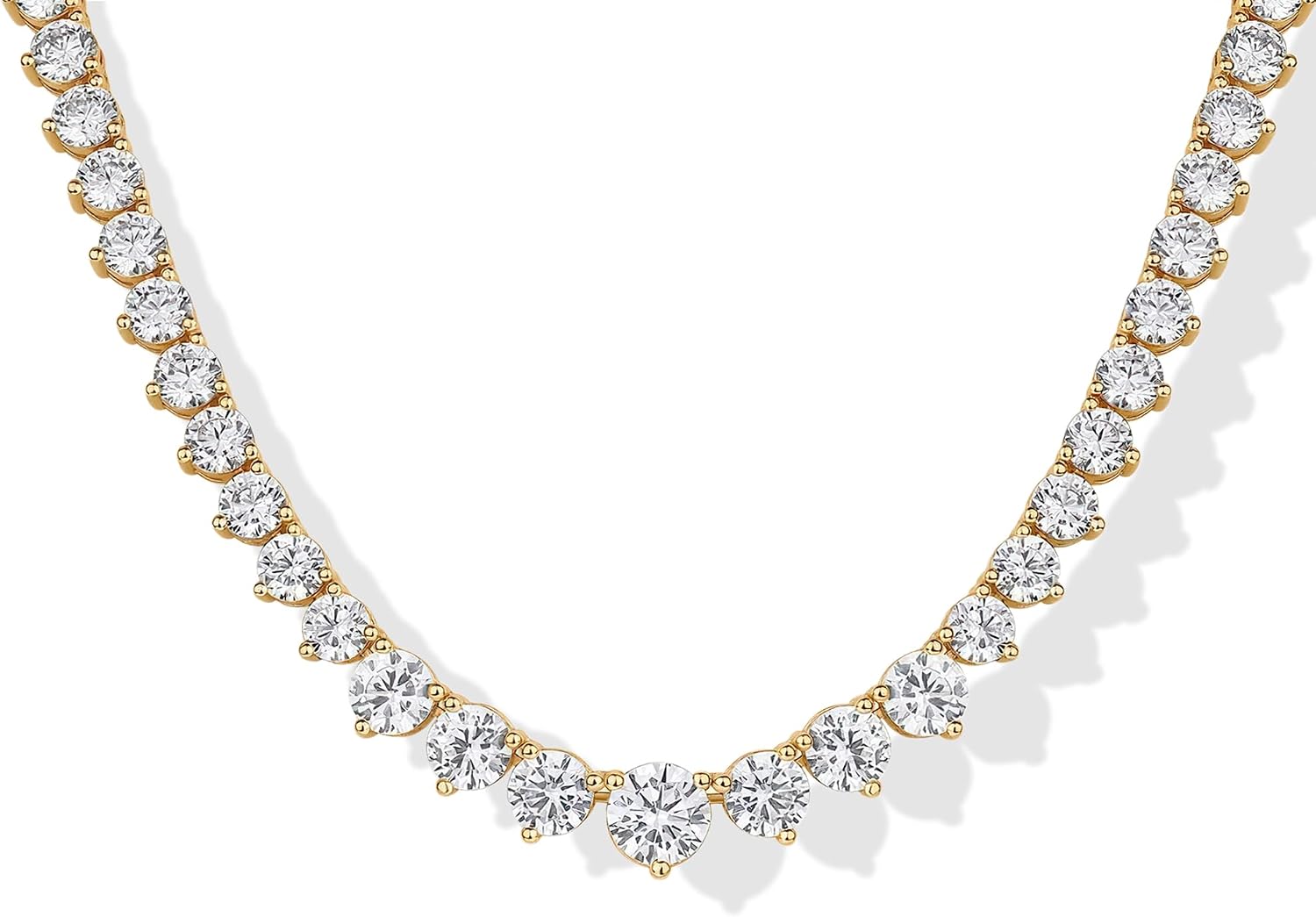 PAVOI 14K Gold Plated Graduated Tennis Necklaces for Women, CZ Necklace - Tennis Mindset