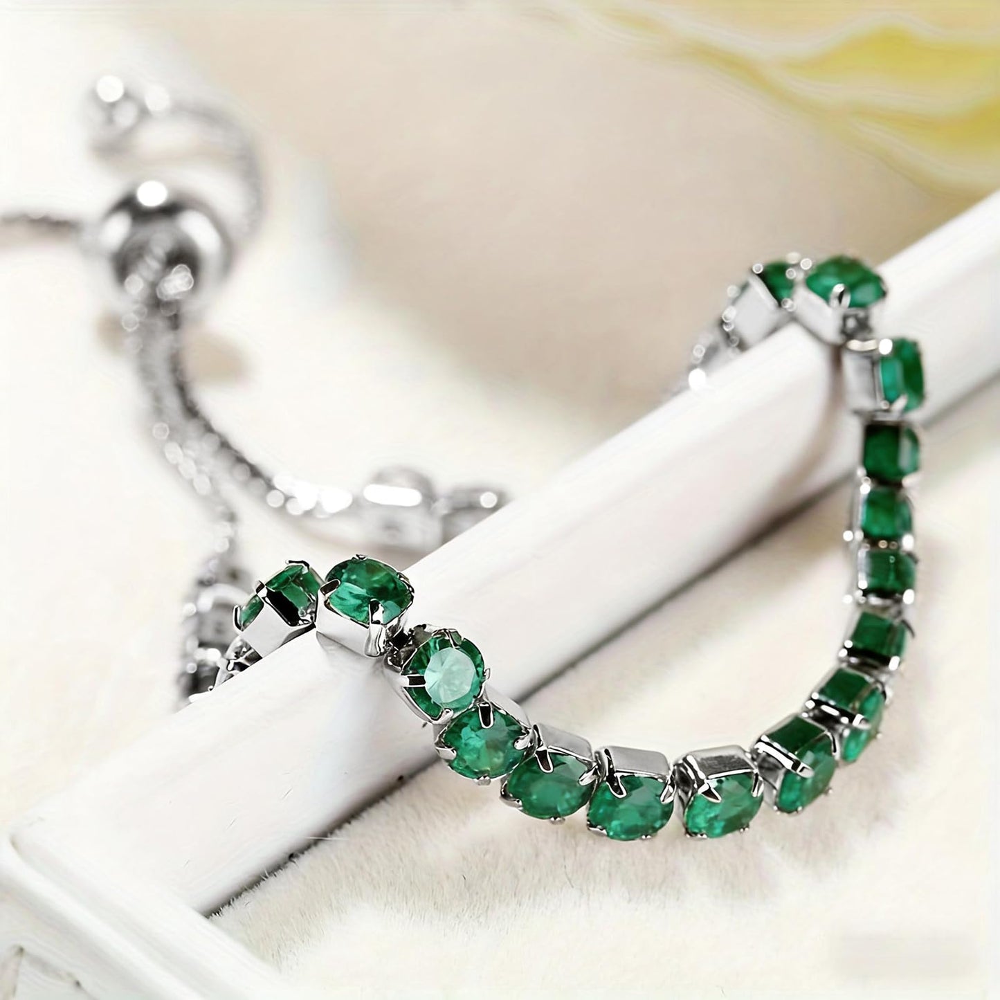 Tennis Bracelets, Tennis Bracelets for Women (Silver/Rose Glod/Green)