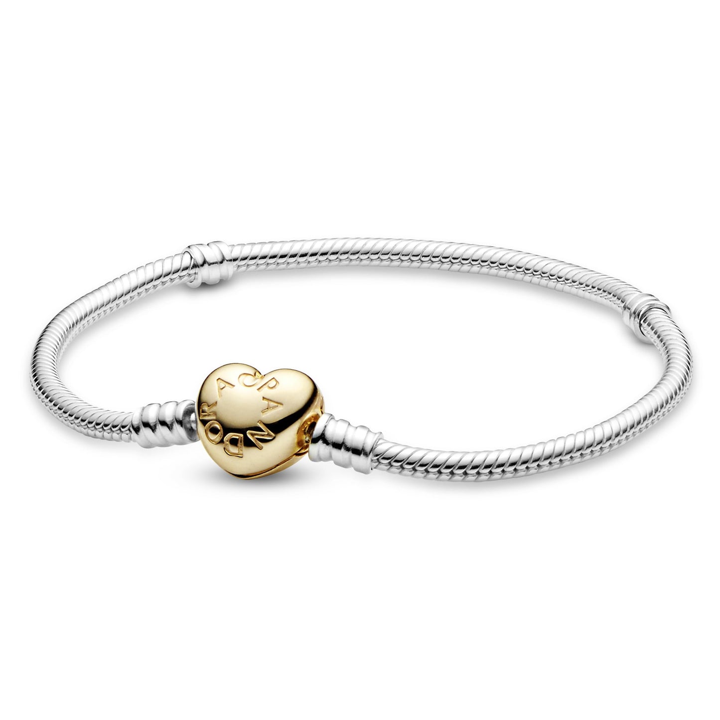PANDORA Heart Clasp Snake Chain Bracelet - Heart Clasp - Romantic Jewelry for Her with Gift Box - Compatible Moments Charms