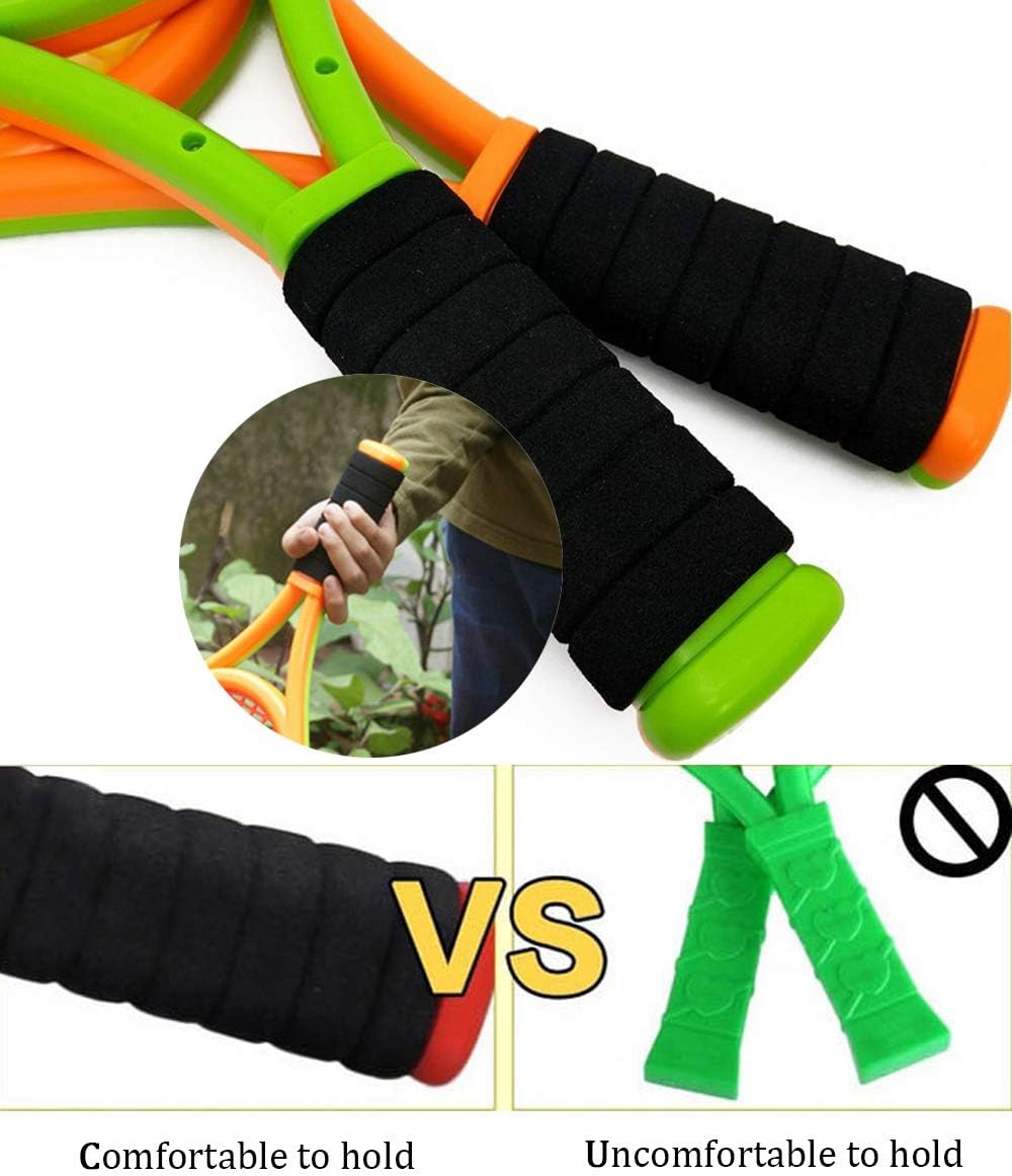 Kids Tennis Racket,17 Inch Plastic Tennis Racket with 2 Soft Balls,2 Tennis Balls and 4 Shuttlecocks for Kid,Toddler Outdoor/Indoor Sport Play - Tennis Mindset