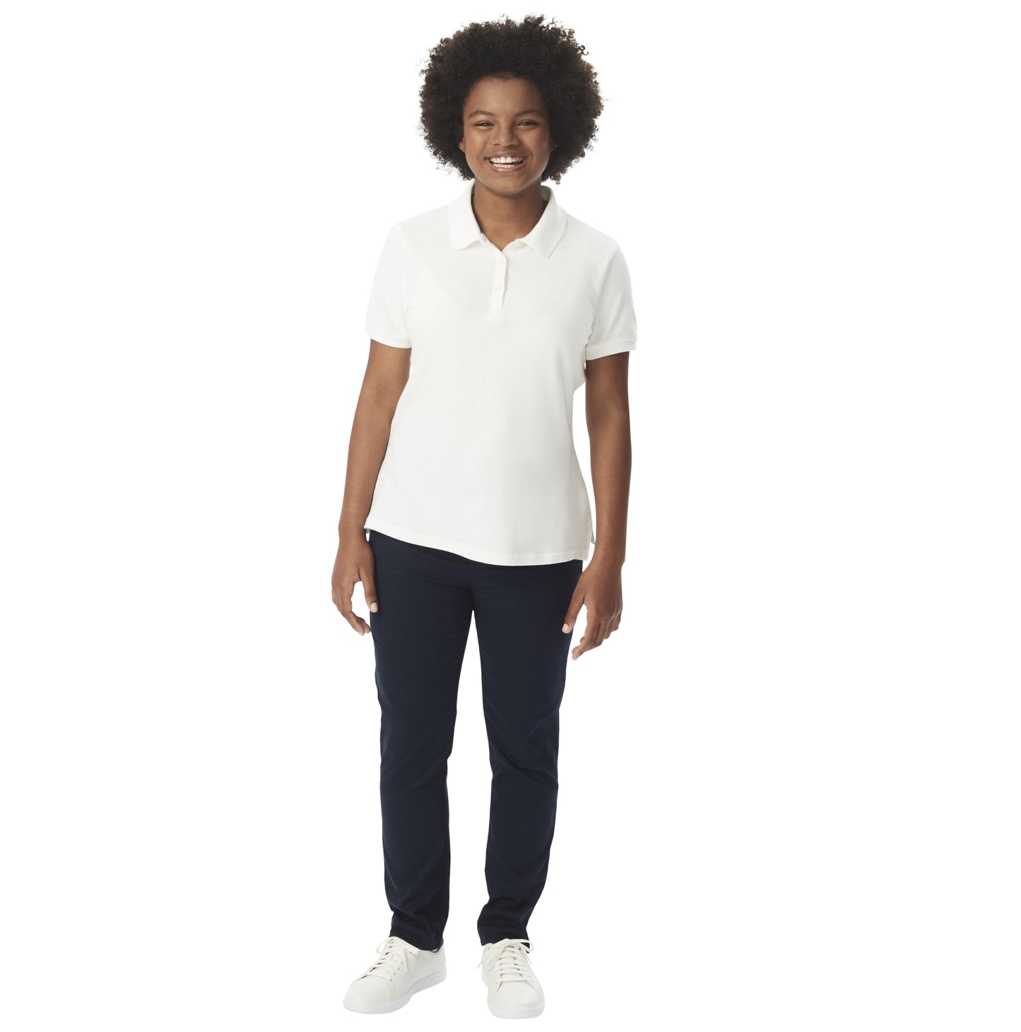 French Toast Women's Juniors' Short Sleeve Stretch Pique Polo Shirt