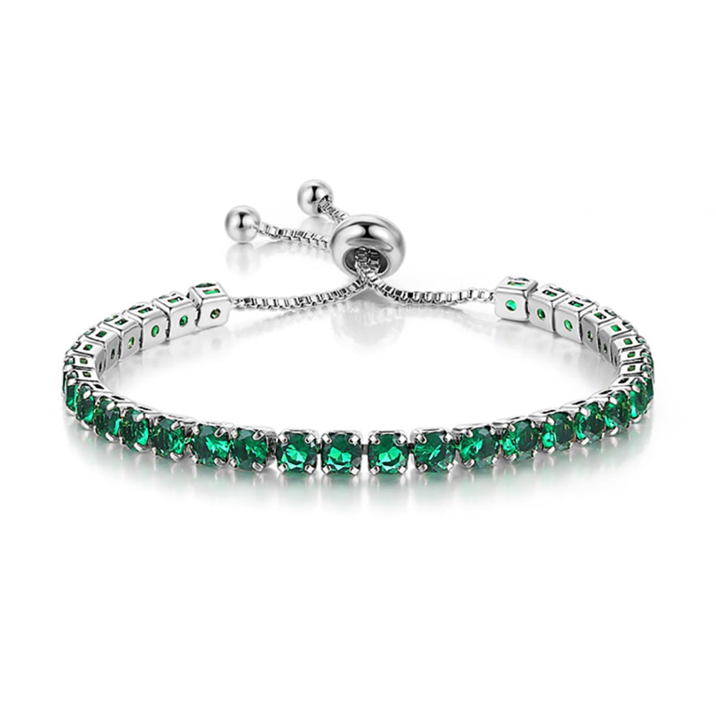 Tennis Bracelets, Tennis Bracelets for Women (Silver/Rose Glod/Green)