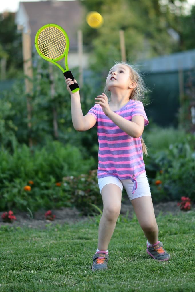 Kids Tennis Racket,17 Inch Plastic Tennis Racket with 2 Soft Balls,2 Tennis Balls and 4 Shuttlecocks for Kid,Toddler Outdoor/Indoor Sport Play - Tennis Mindset