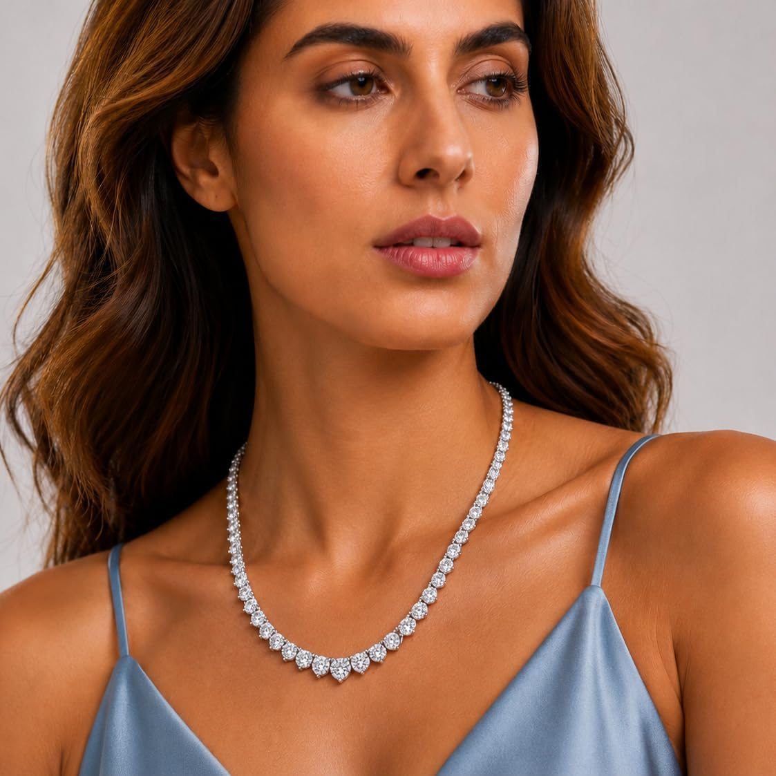 Belacqua 16-20 Inches Lab Grown Diamond Graduated Riviera Tennis Necklace - Tennis Mindset