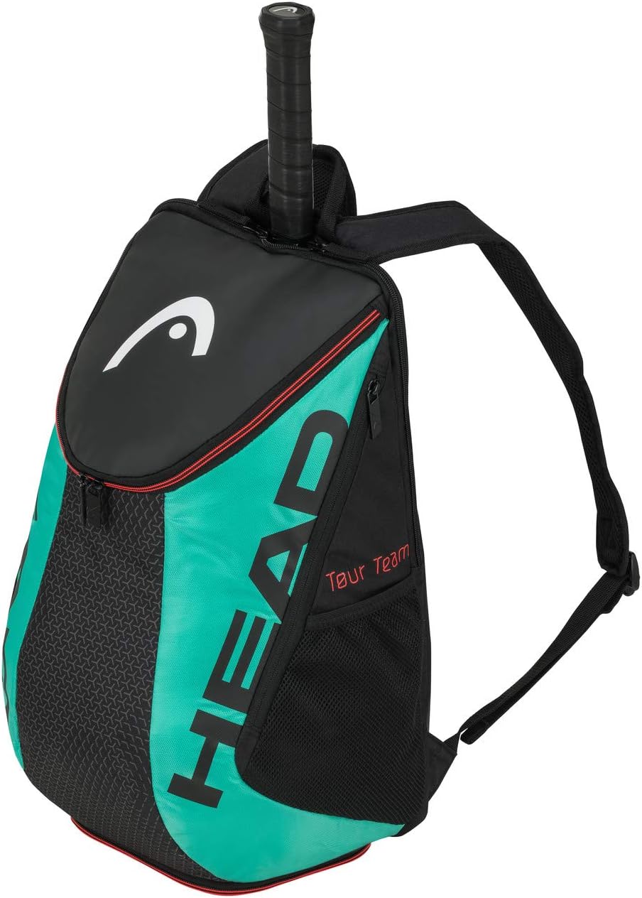 HEAD Tour Team Tennis Backpack 2 Racquet Carrying Bag w/Padded Shoulder Straps & Shoe Compartment - Black/Teal, One Size - Tennis Mindset