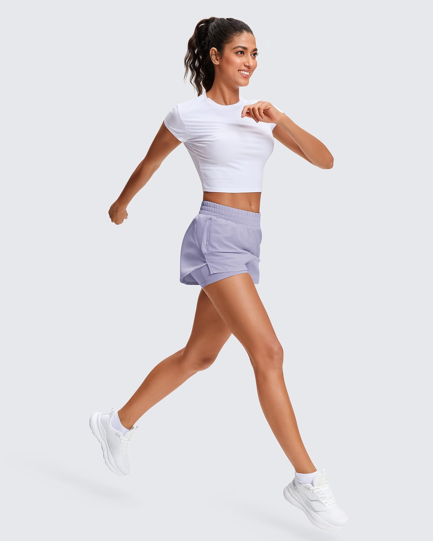 Stelle Women's 2 in 1 Running Shorts Gym Athletic Shorts with Zip Pockets - Tennis Mindset