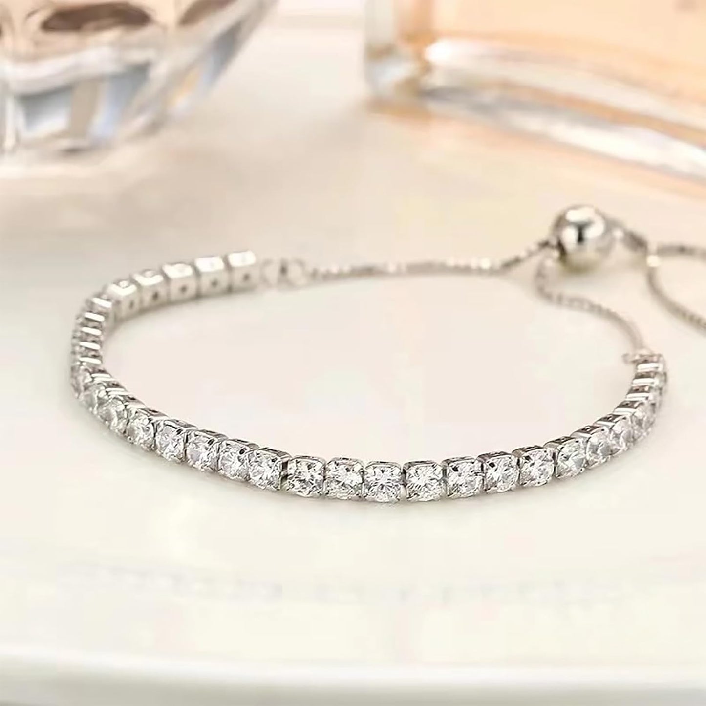 Tennis Bracelets, Tennis Bracelets for Women (Silver/Rose Glod/Green)