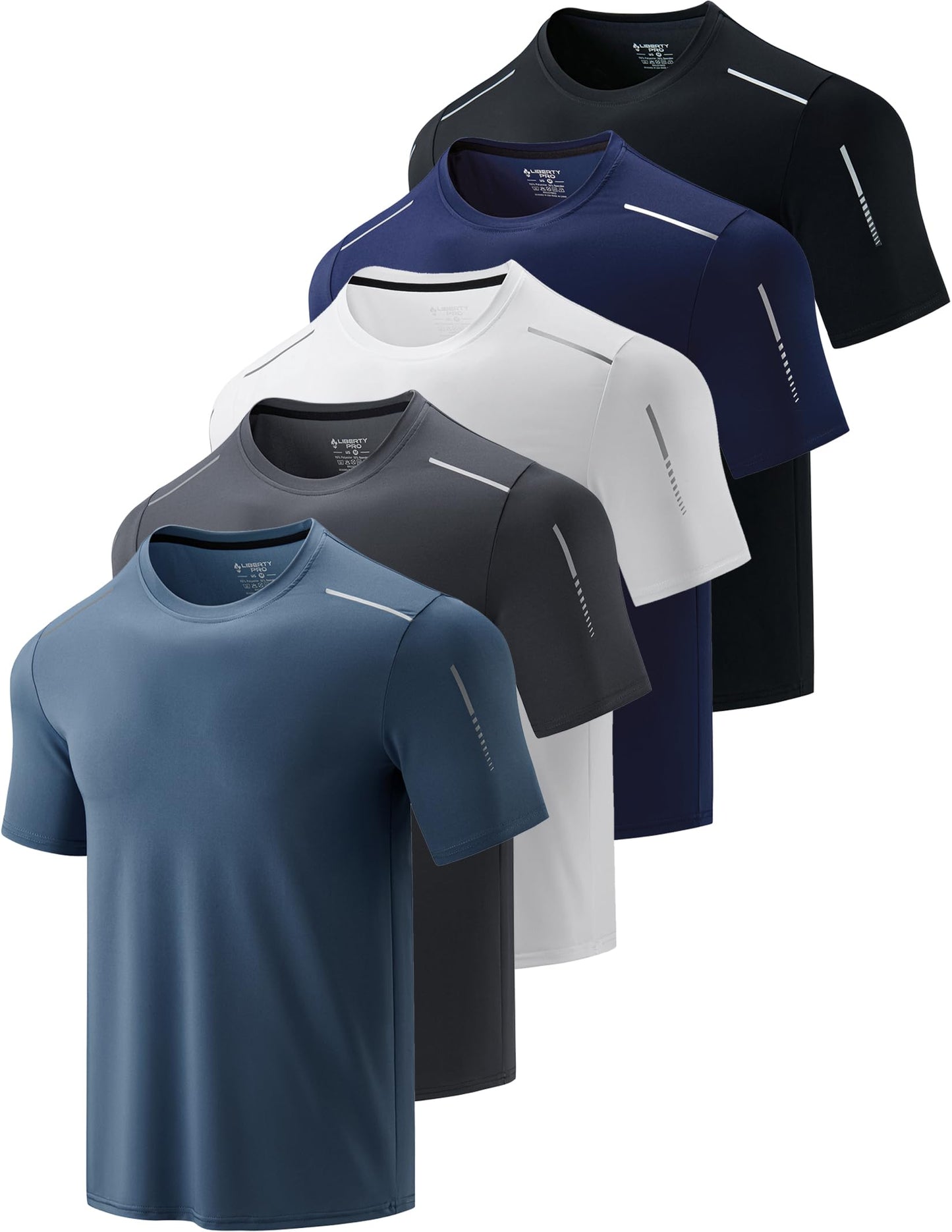 Liberty Imports 5 Pack Men's Active Quick Dry Crew Neck T Shirts - Tennis Mindset