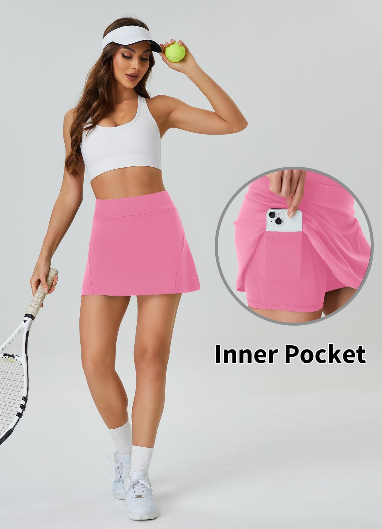 DLOODA Womens Tennis Skirt Crossover High Waisted Skort with Pockets Shorts - Tennis Mindset
