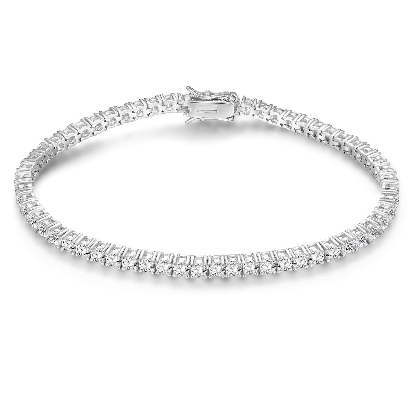 Gemsme 18K White/Yellow Gold Plated 3.0 Cubic Zirconia Classic Tennis Bracelet for Women and Men 6-9 Inches