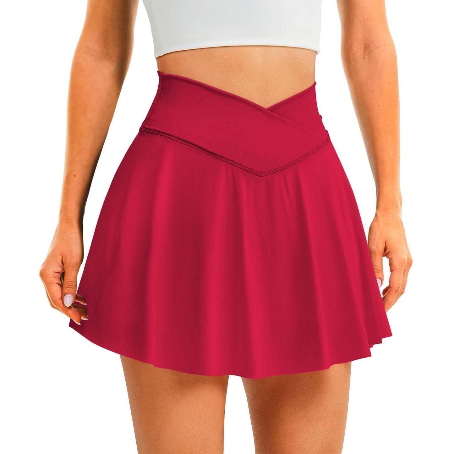 DLOODA Womens Tennis Skirt Crossover High Waisted Skort with Pockets Shorts - Tennis Mindset