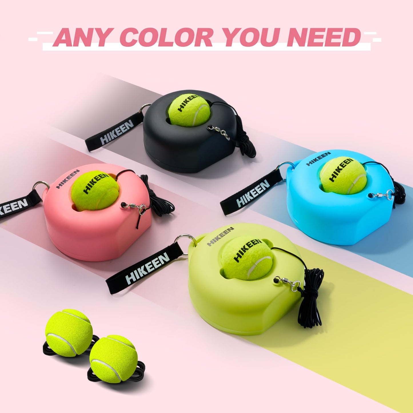 Hikeen Premium Tennis Trainer Rebound with Metal Base,Portable Solo Tennis Trainer Set with 3 Highly Elastic String Balls,Tennis Practice Equipment for Adult Kids an Beginners - Tennis Mindset