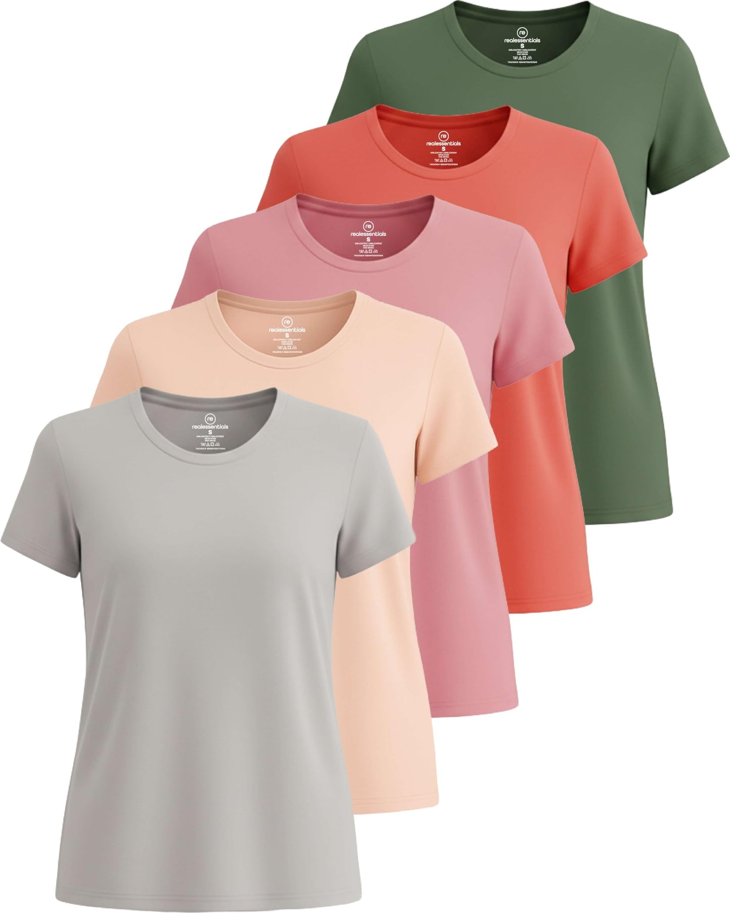 5 Pack Women's Dry Fit Workout Tops Crew Neck T Shirts Athletic Gym Tees