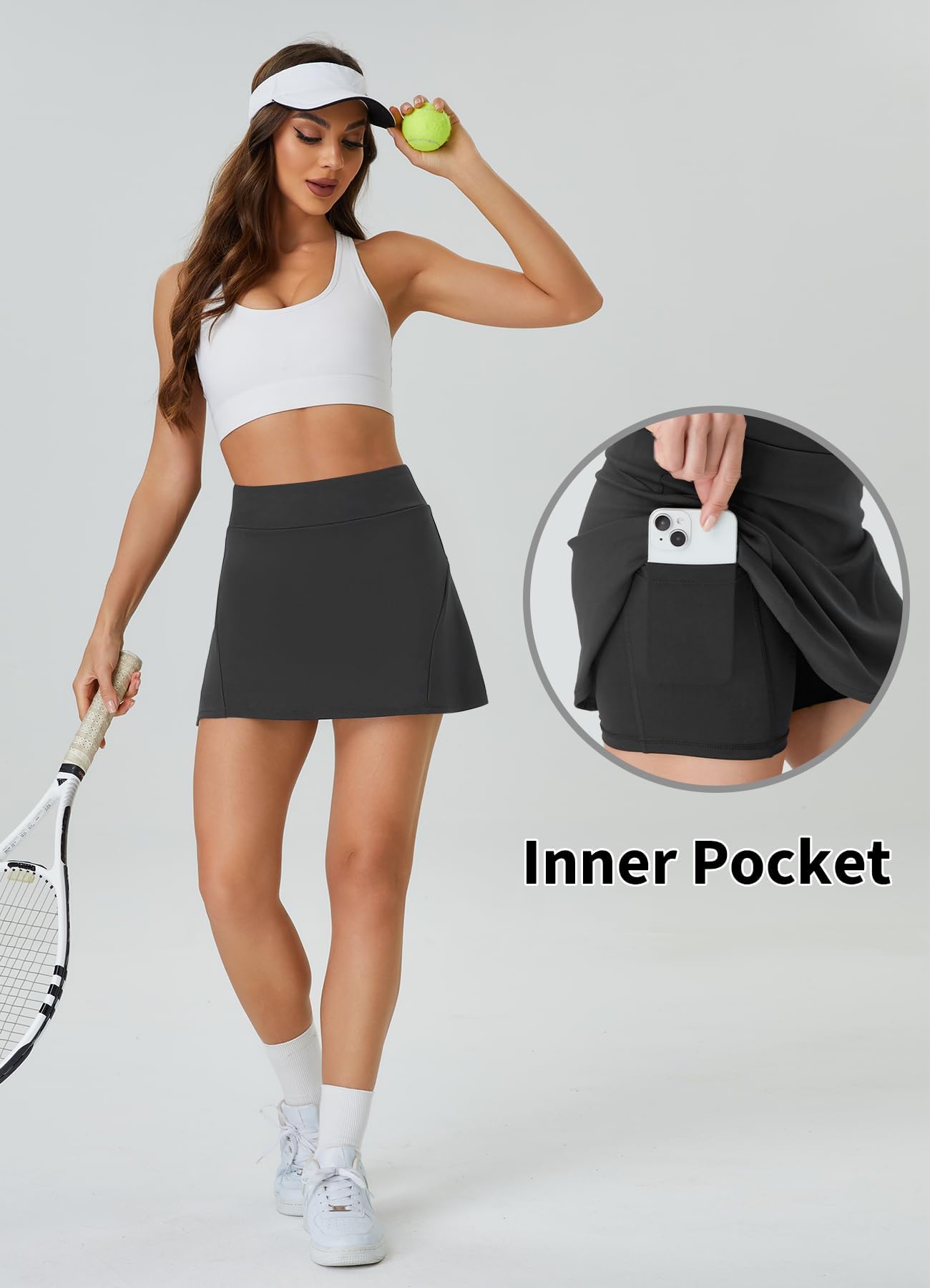 DLOODA Womens Tennis Skirt Crossover High Waisted Skort with Pockets Shorts - Tennis Mindset