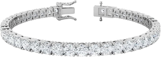 IGI Certified 3.00-10.00 Carat Lab Grown Diamond Tennis Bracelet for Women 14K / 18K Solid White & Yellow Gold Prong Setting Push Safety Lock Clasp Round Cut Jewelry (E-F Color, VS1-VS2 Clarity) - Tennis Mindset