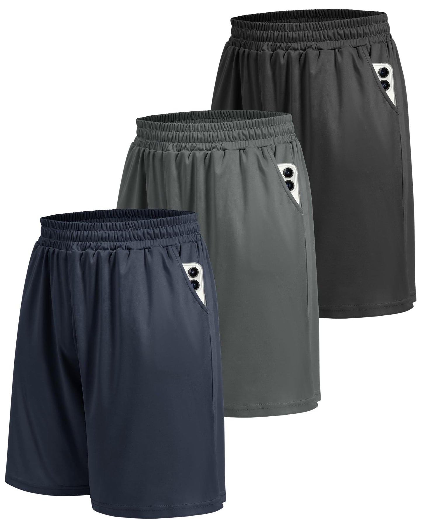 5 Pack Athletic Gym Mens Shorts - Workout Black Quick Dry Basketball Shorts - Tennis Mindset