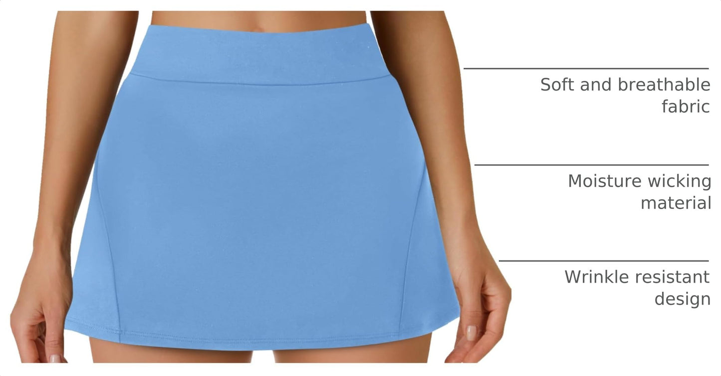 DLOODA Womens Tennis Skirt Crossover High Waisted Skort with Pockets Shorts - Tennis Mindset