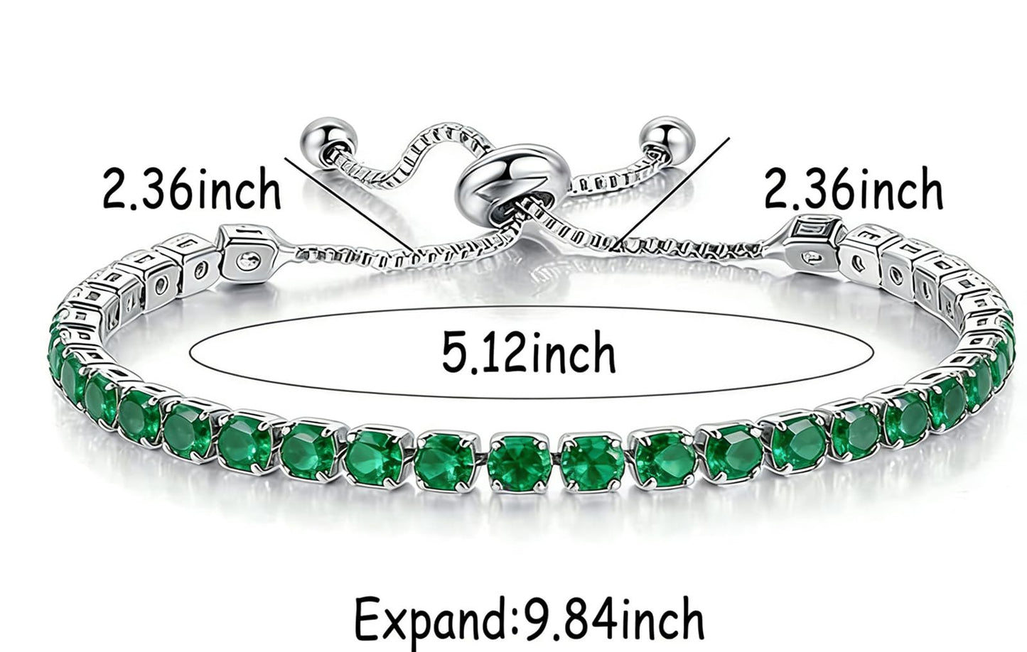 Tennis Bracelets, Tennis Bracelets for Women (Silver/Rose Glod/Green)