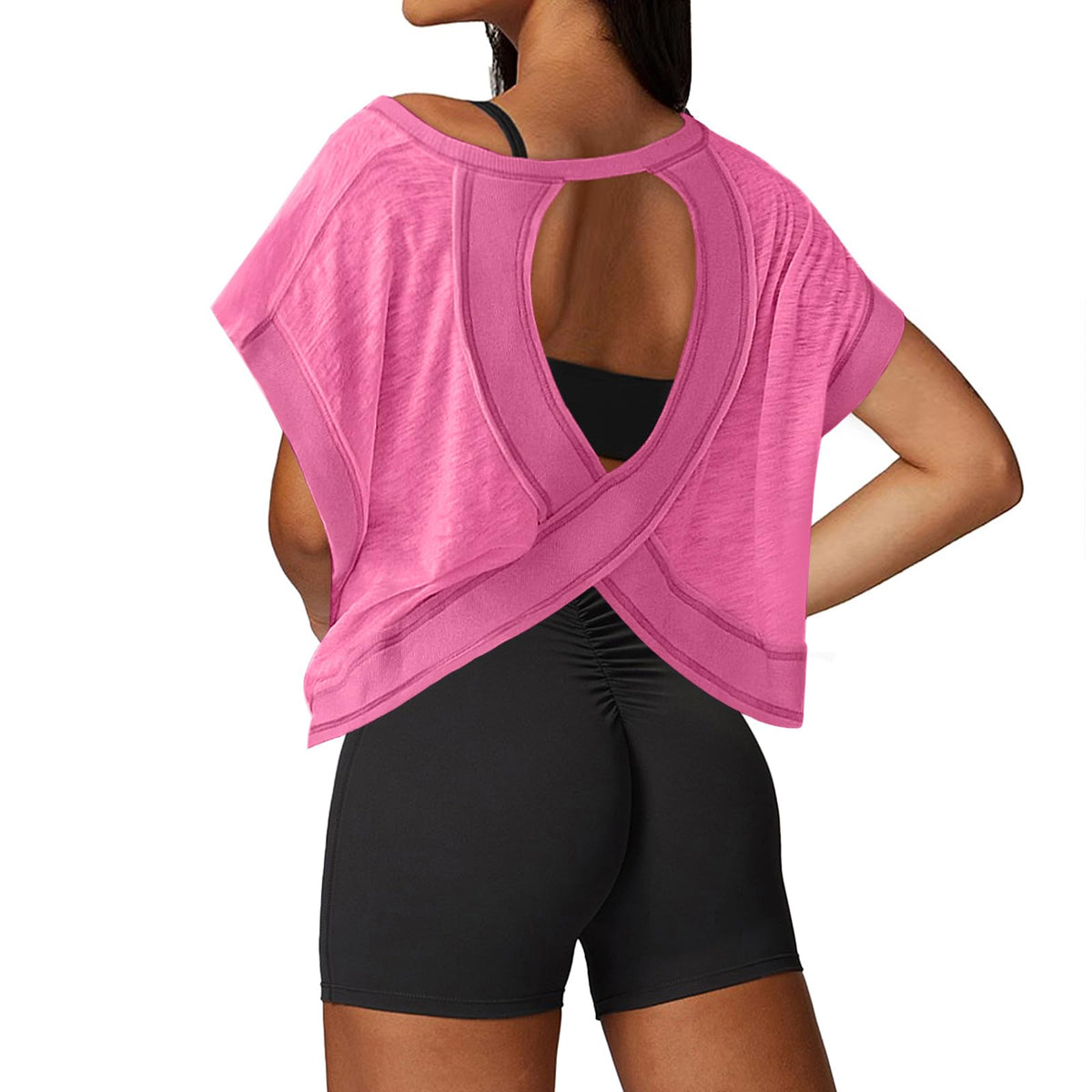 UNIANKIYA Open Back Workout Tops for Women Loose Fit Athletic Crop Tee Short Sleeve Gym Running Yoga Shirt - Tennis Mindset