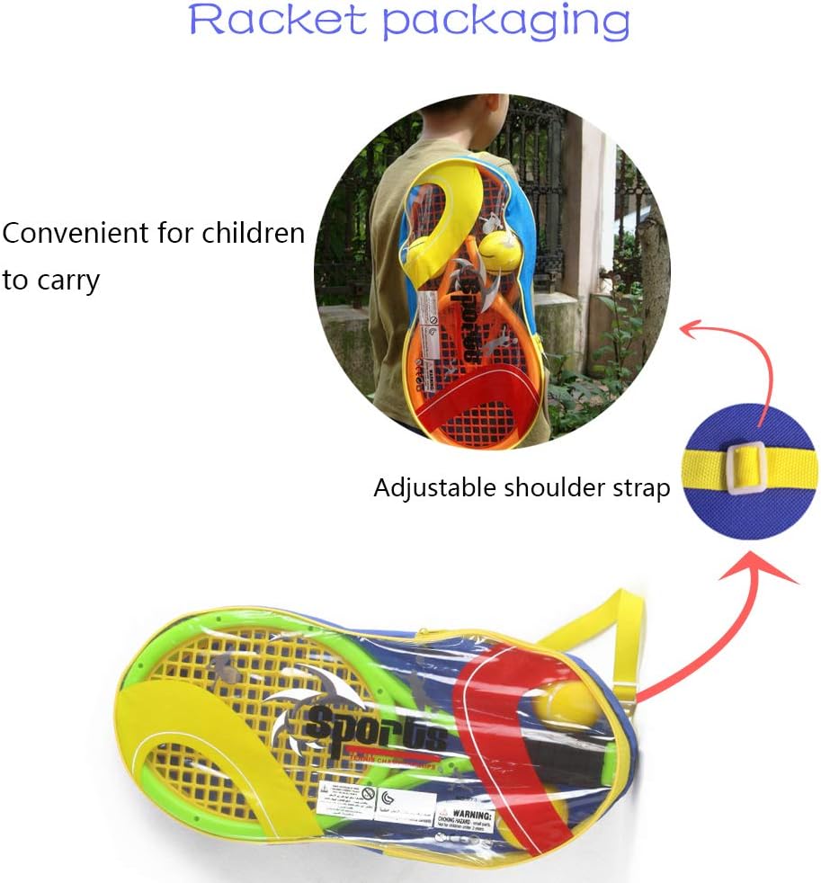 Kids Tennis Racket,17 Inch Plastic Tennis Racket with 2 Soft Balls,2 Tennis Balls and 4 Shuttlecocks for Kid,Toddler Outdoor/Indoor Sport Play - Tennis Mindset