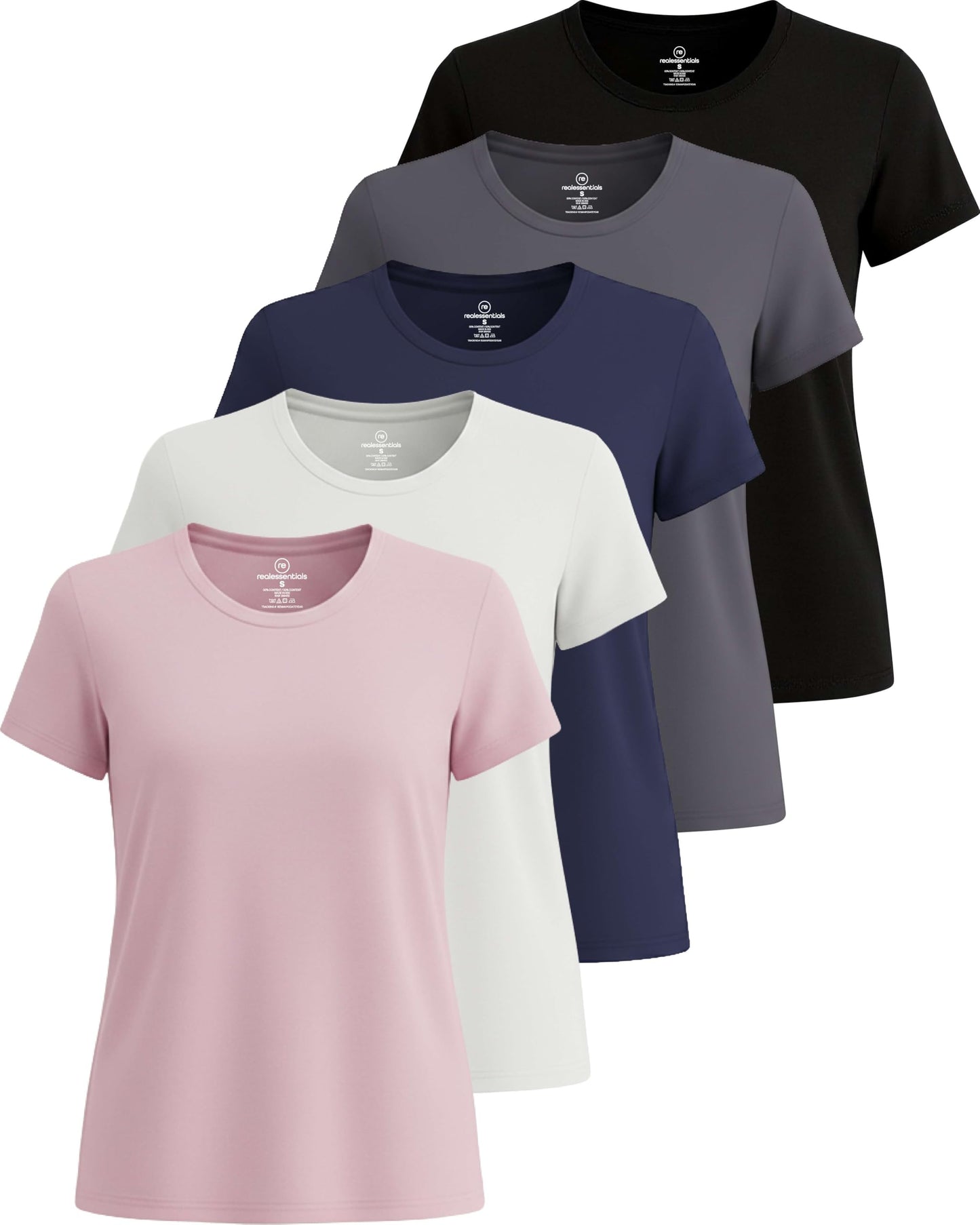 5 Pack Women's Dry Fit Workout Tops Crew Neck T Shirts Athletic Gym Tees
