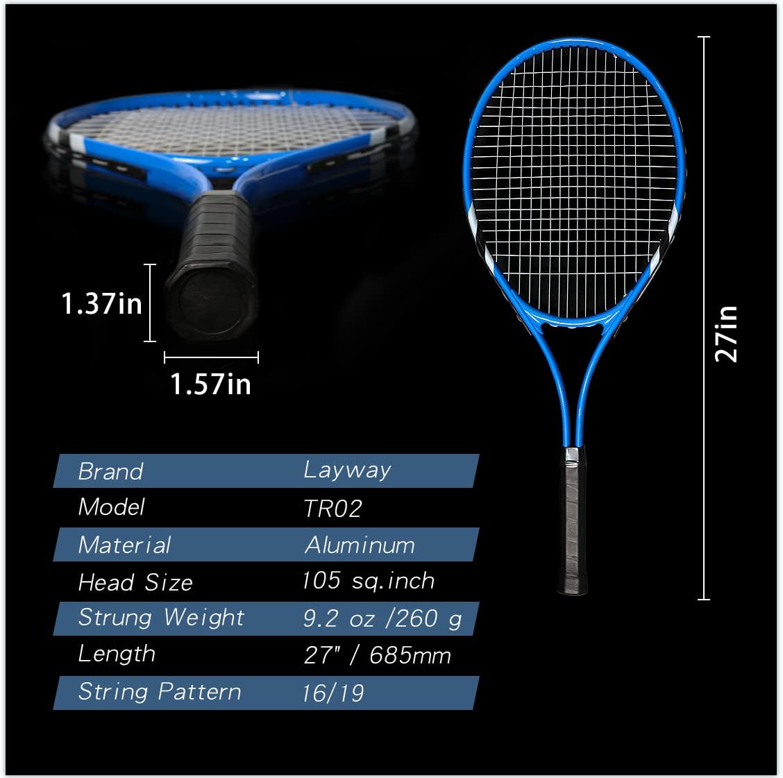 Tennis Rackets 2 Players Recreational for Beginners,Pre-Strung 27 Inch Light Adult Racquet Set for Women Men with Tennis Balls,Overgrips and Carry Bag - Tennis Mindset