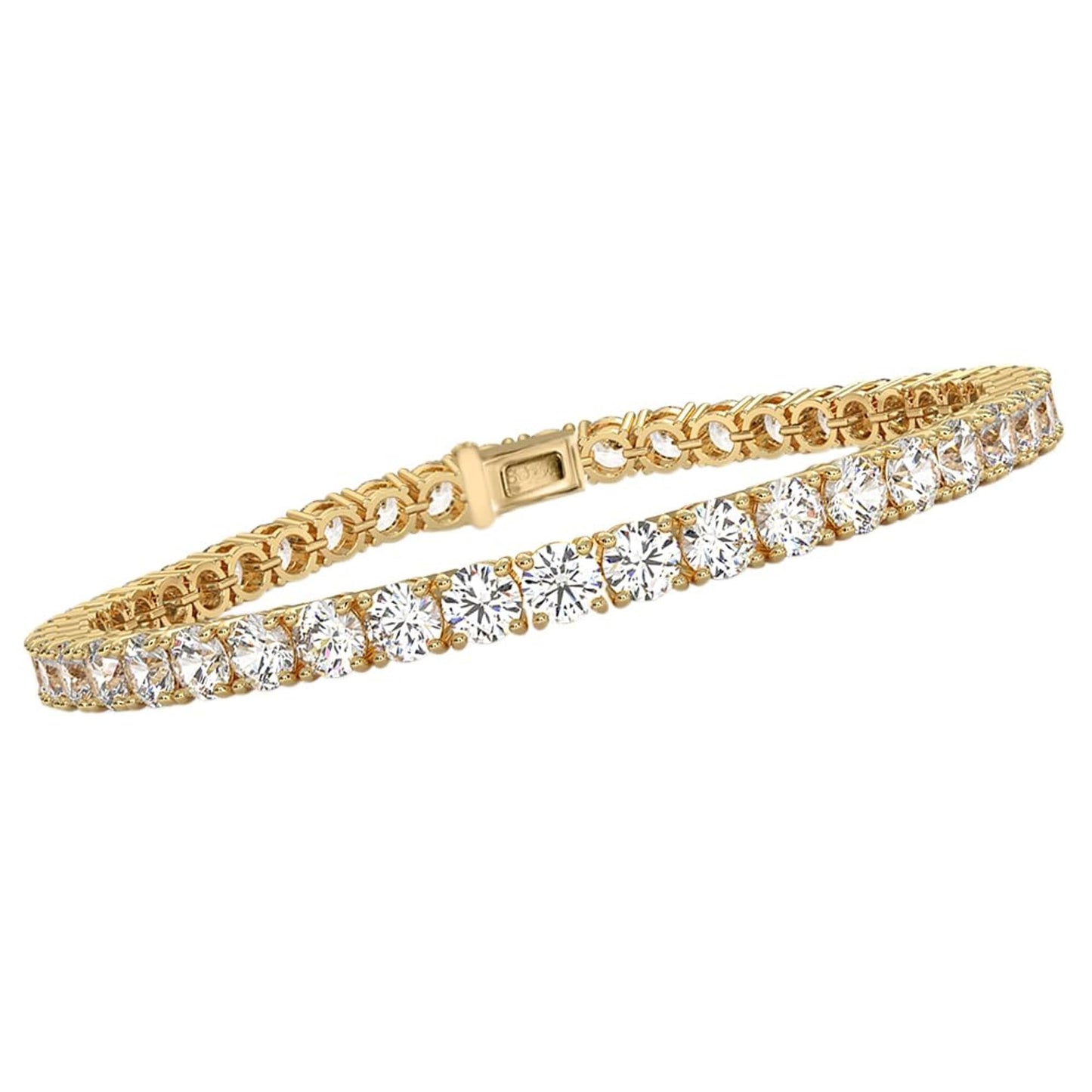 14K Gold and Silver Round Cut Lab-Grown Diamond Tennis Bracelet