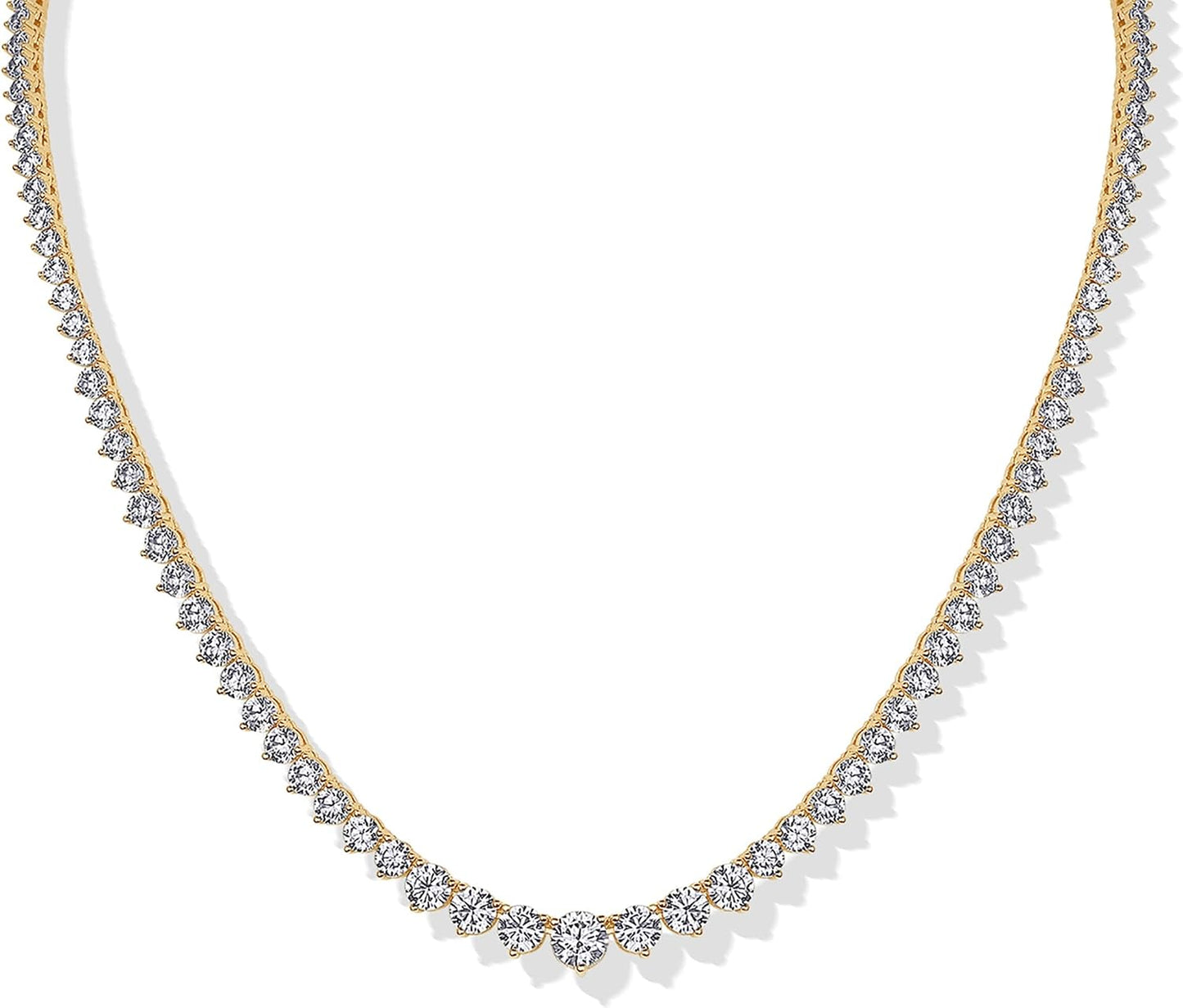 PAVOI 14K Gold Plated Graduated Tennis Necklaces for Women, CZ Necklace - Tennis Mindset
