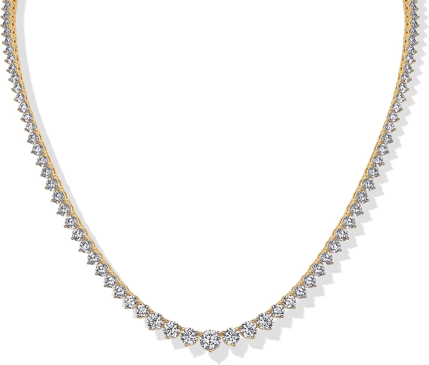 PAVOI 14K Gold Plated Graduated Tennis Necklaces for Women, CZ Necklace - Tennis Mindset