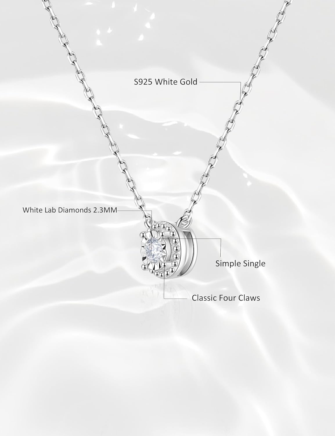 Sterling Silver Lab Grown Diamond Necklace for Women, 18 inch - Tennis Mindset