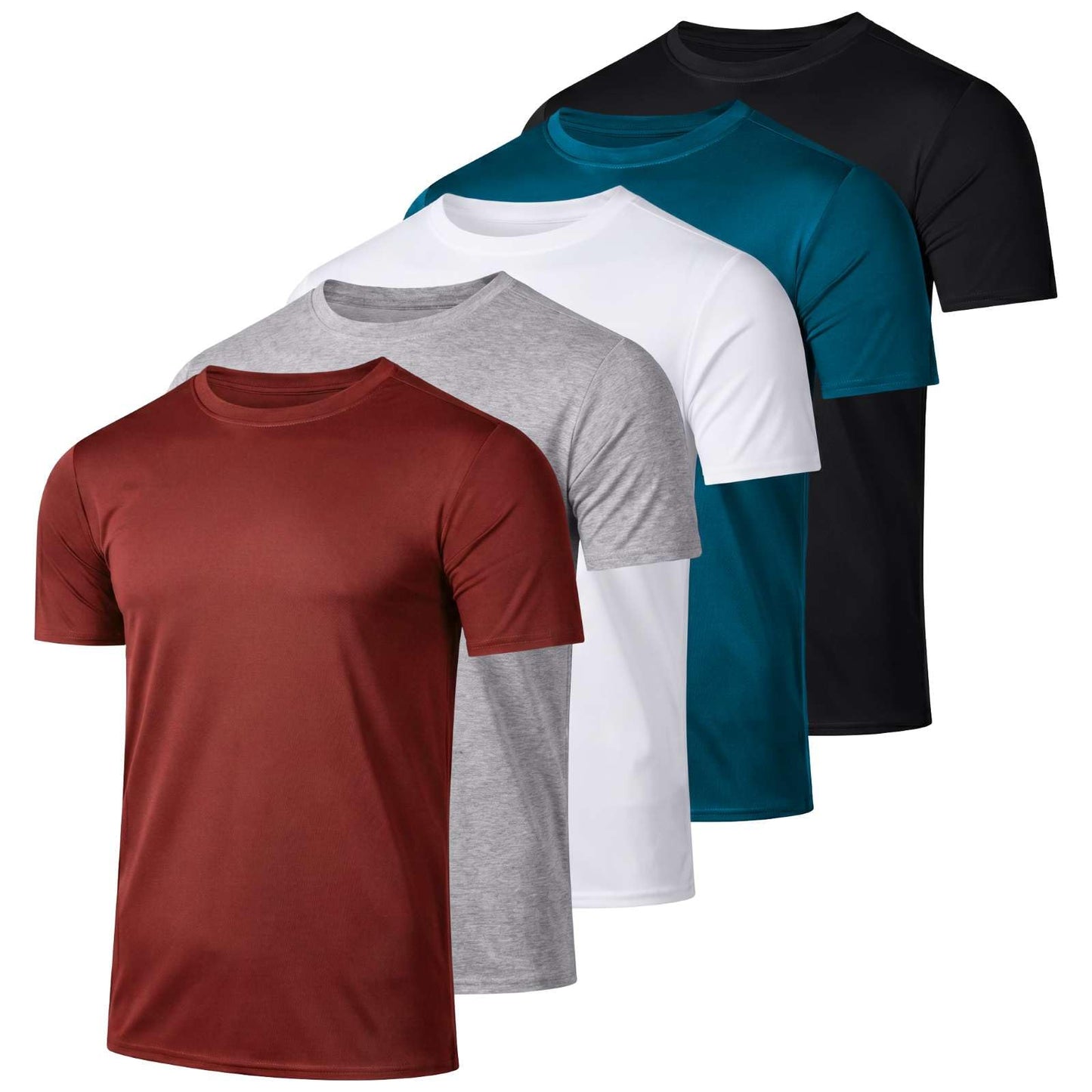 5 Pack Men's Dry Fit Workout T Shirts Crew Neck Athletic Gym Running Tees - Tennis Mindset