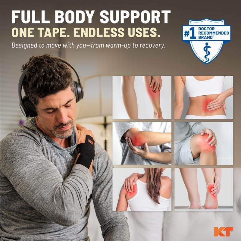 KT Tape, Original Cotton, Elastic Kinesiology Athletic Tape, 20 Count, 10” Precut Strips, Purple - Tennis Mindset