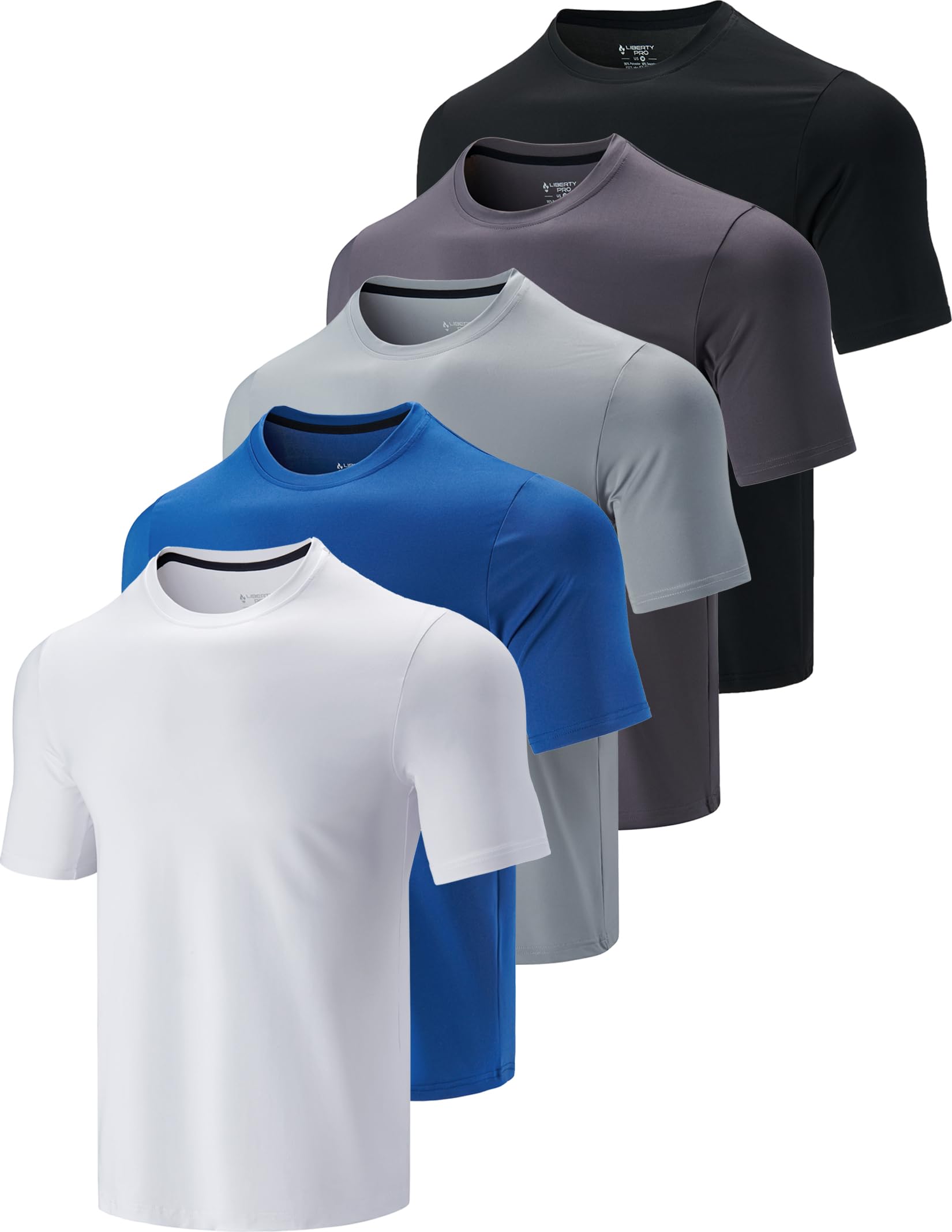 Liberty Imports 5 Pack Men's Active Quick Dry Crew Neck T Shirts - Tennis Mindset