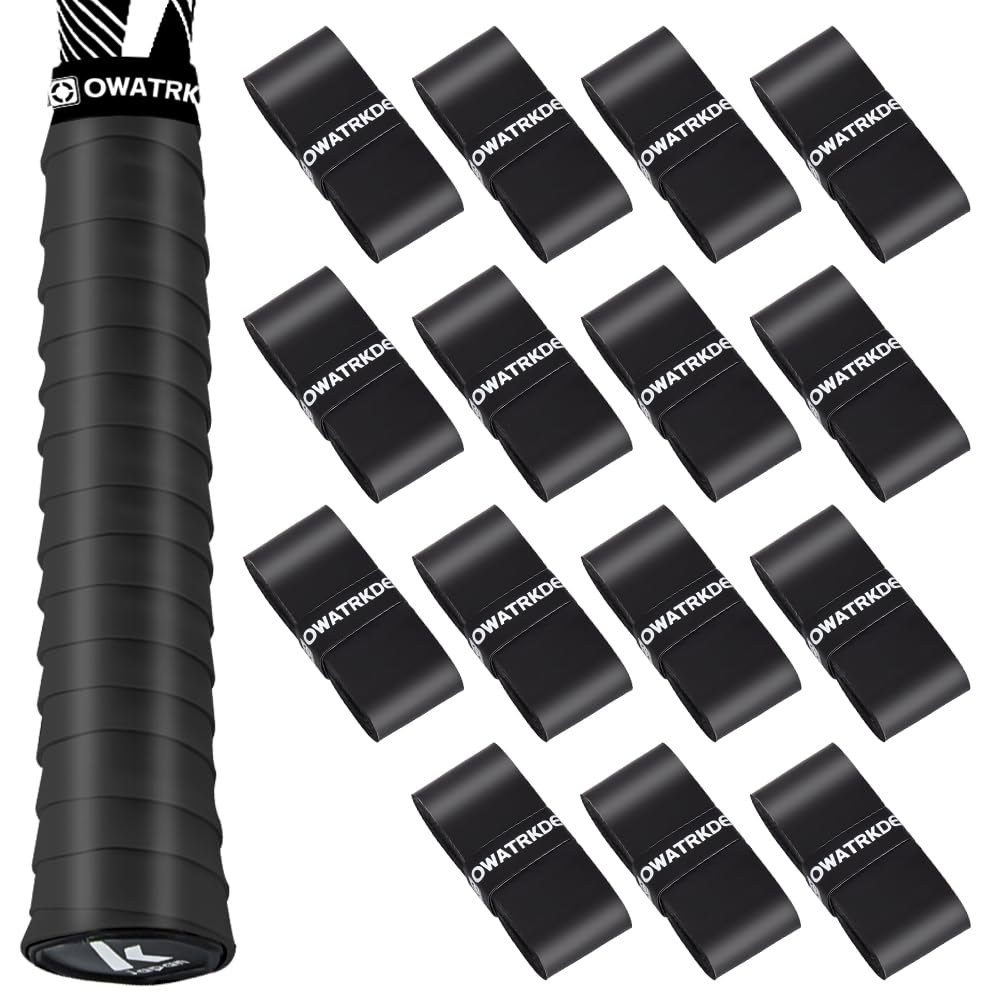 15 Pack Tennis Racket Grip Tape, Precut PU Anti-Slip Tennis Racquet Grip Tape with Dry Feel, Sweat Absorption, Comfortable Handle Overgrip Grip Wrap for Tennis/Badminton/Pickleball