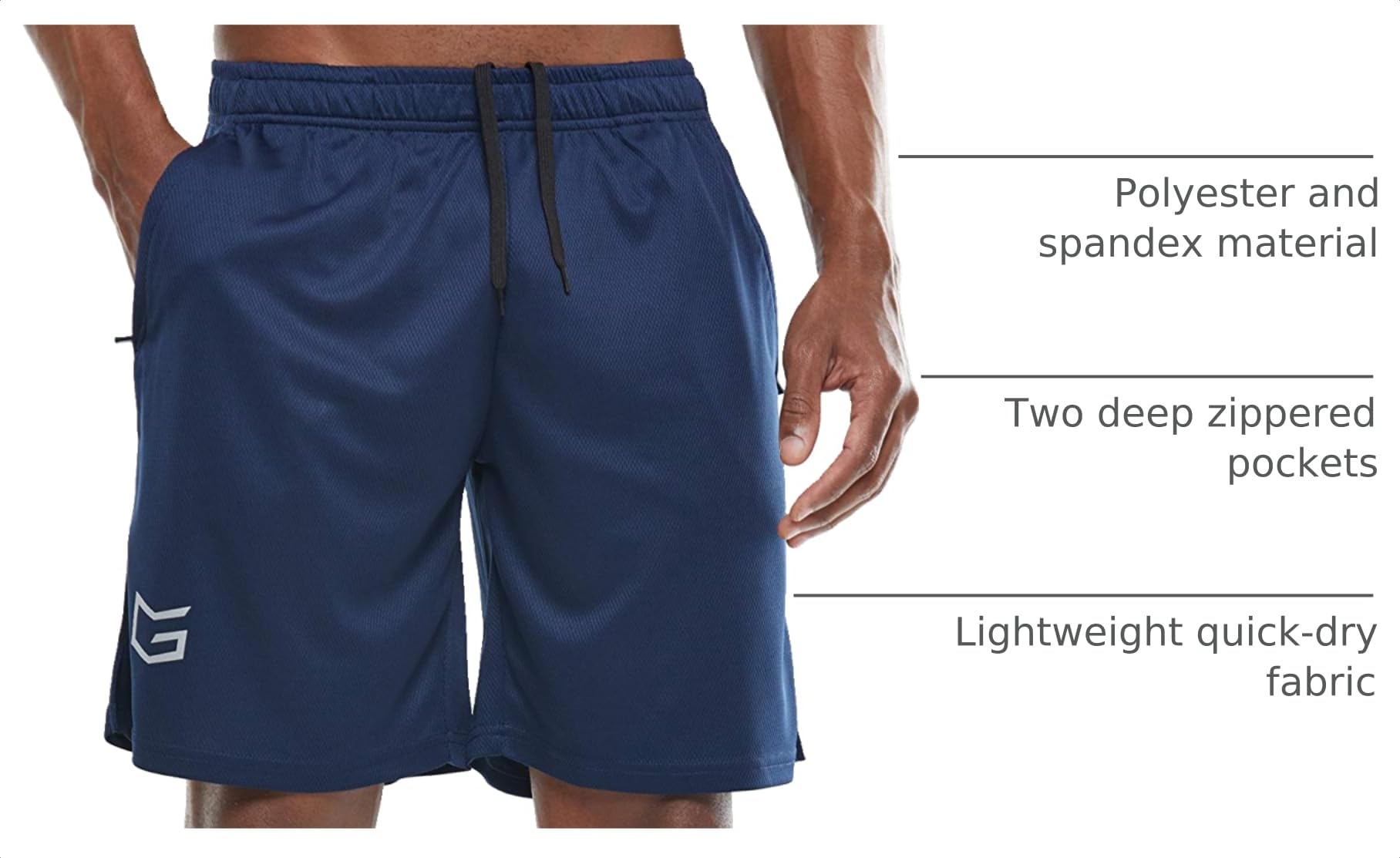G Gradual Men's 7" Workout Running Shorts Quick Dry Lightweight Gym Shorts with Zip Pockets - Tennis Mindset