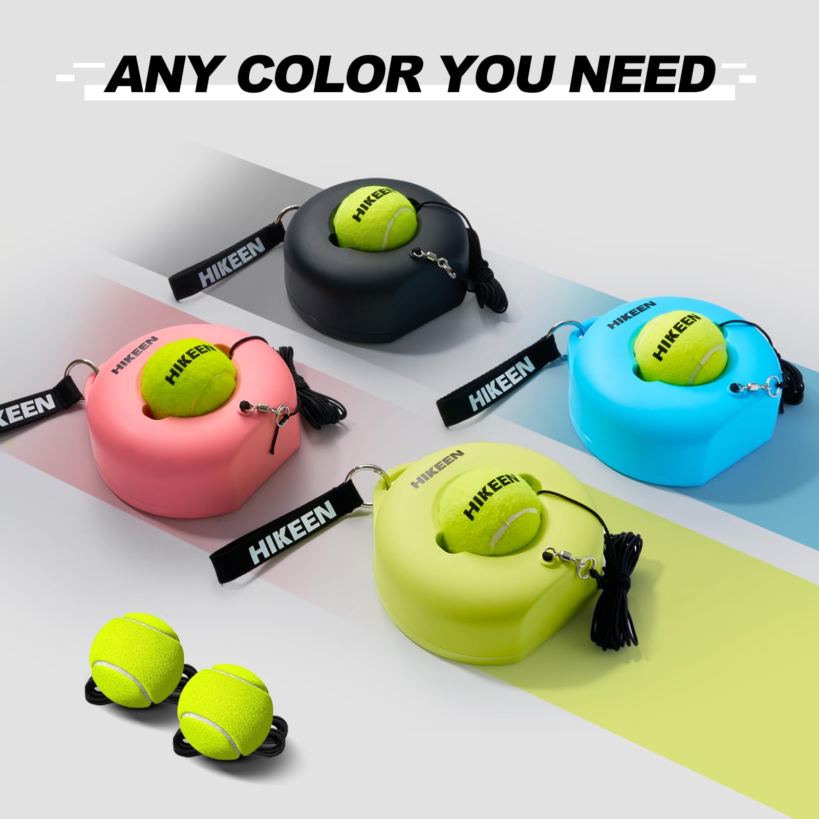 Hikeen Premium Tennis Trainer Rebound with Metal Base,Portable Solo Tennis Trainer Set with 3 Highly Elastic String Balls,Tennis Practice Equipment for Adult Kids an Beginners - Tennis Mindset