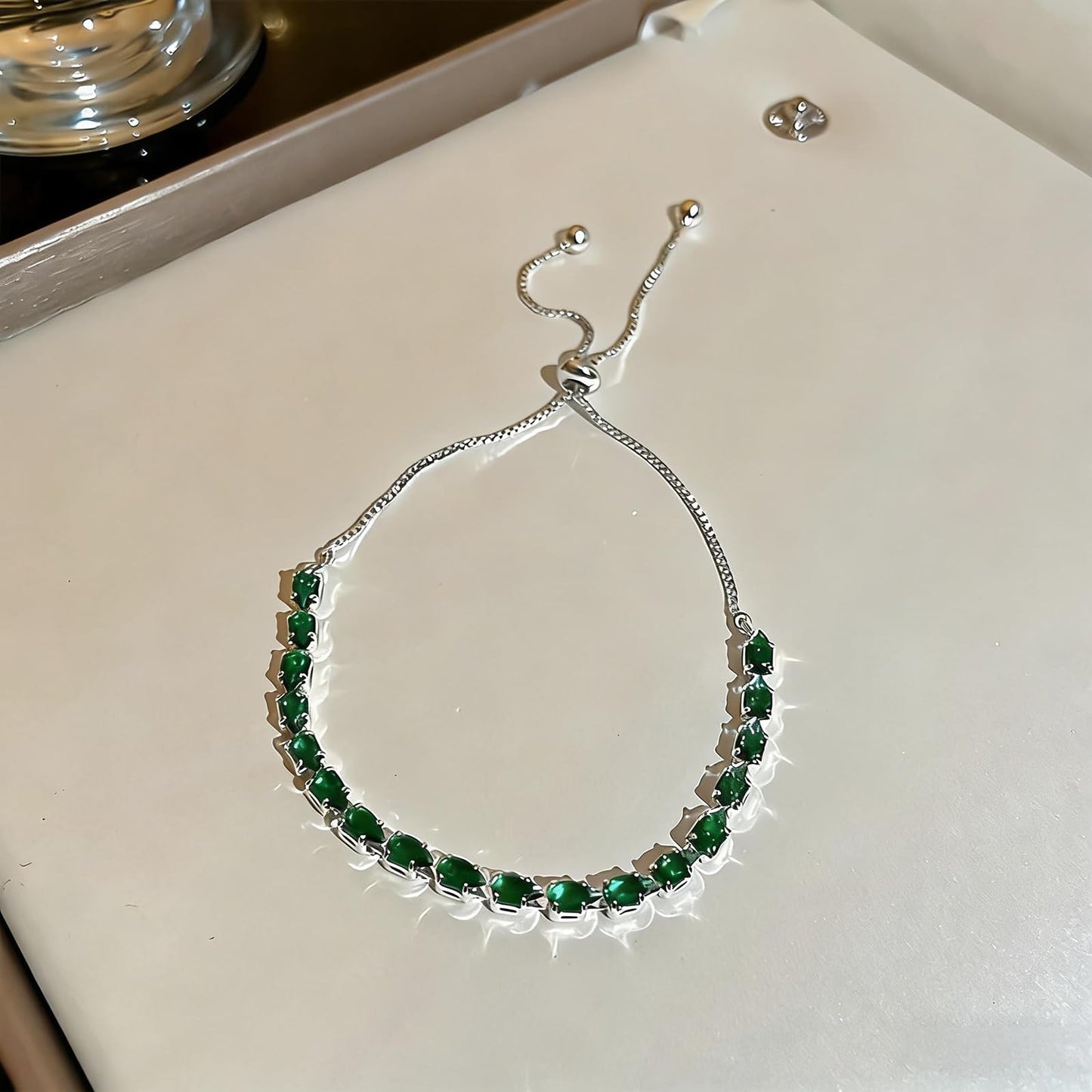 Tennis Bracelets, Tennis Bracelets for Women (Silver/Rose Glod/Green)