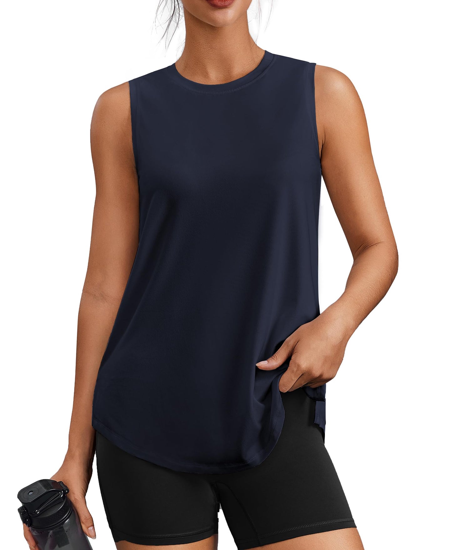PINSPARK Workout Tank Tops for Women UPF 50+ Side Slits Athletic Gym Shirt