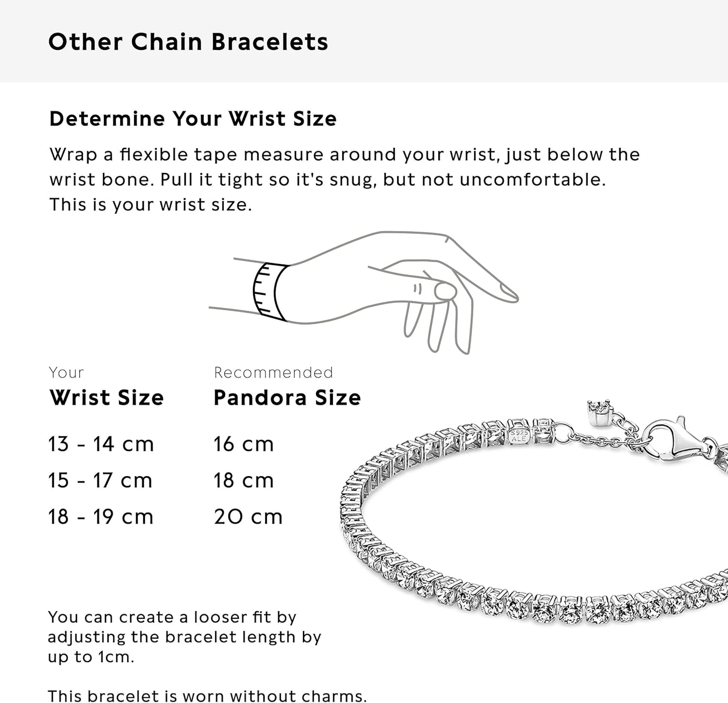 PANDORA Sparkling Tennis Bracelet - Sterling Silver & Cubic Zirconia Bracelet for Women Timeless Collection - Gift for Her - 18 cm, No Gift Box