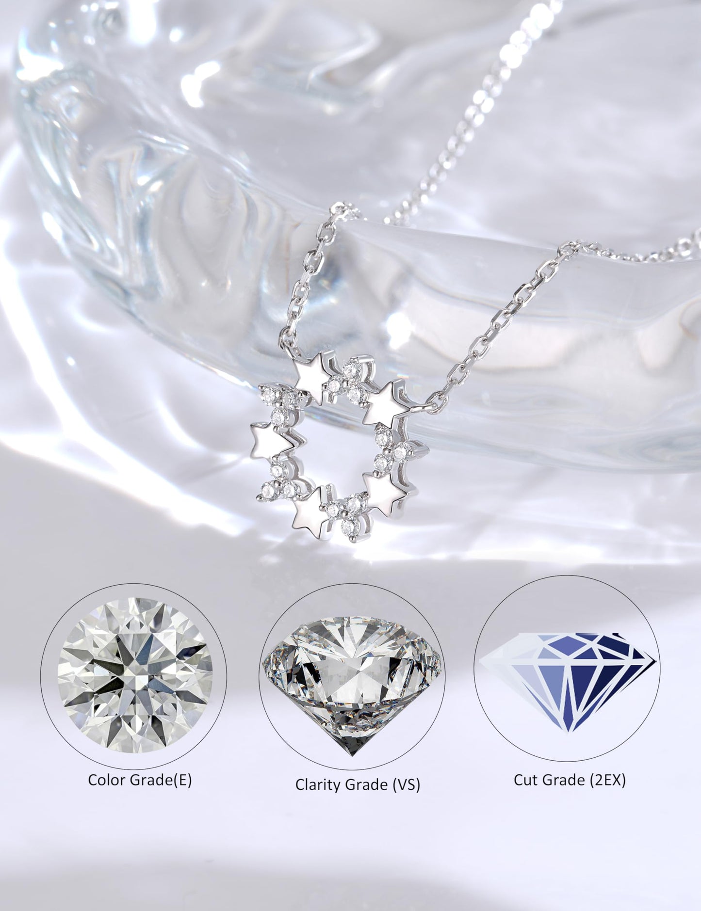 Sterling Silver Lab Grown Diamond Necklace for Women, 18 inch - Tennis Mindset